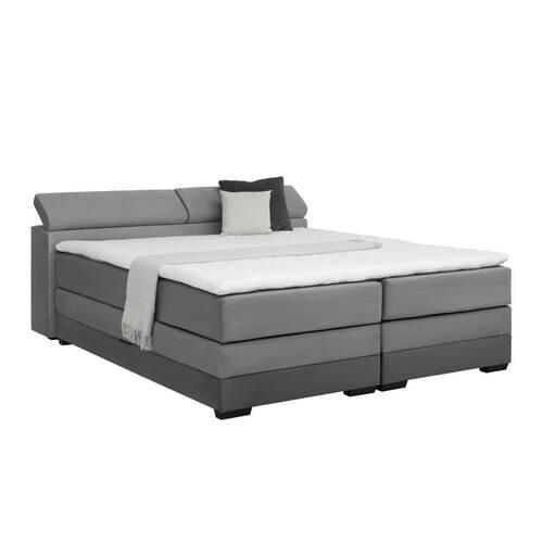 Boxspringbett Sevilla in Grau ca. 180x200cm - Schwarz/Grau, KONVENTIONELL, Holz/Kunststoff (180/200cm) - Premium Living