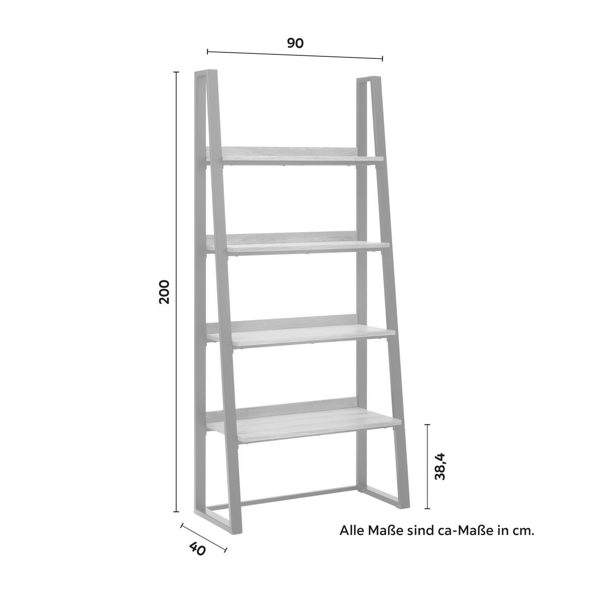Állópolc Juno - tölgyfa színű/fekete, Modern, fa/fém (90/200/40cm) - Bessagi Home