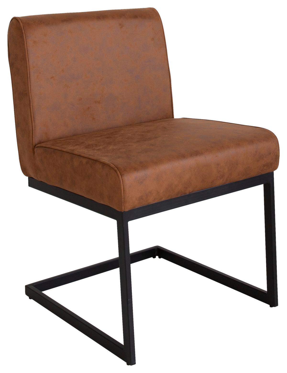 ZESTAW KRZESEŁ NA PŁOZIE BENJI - koniak, Konventionell, metal/tkanina (53/81/61cm) - MID.YOU