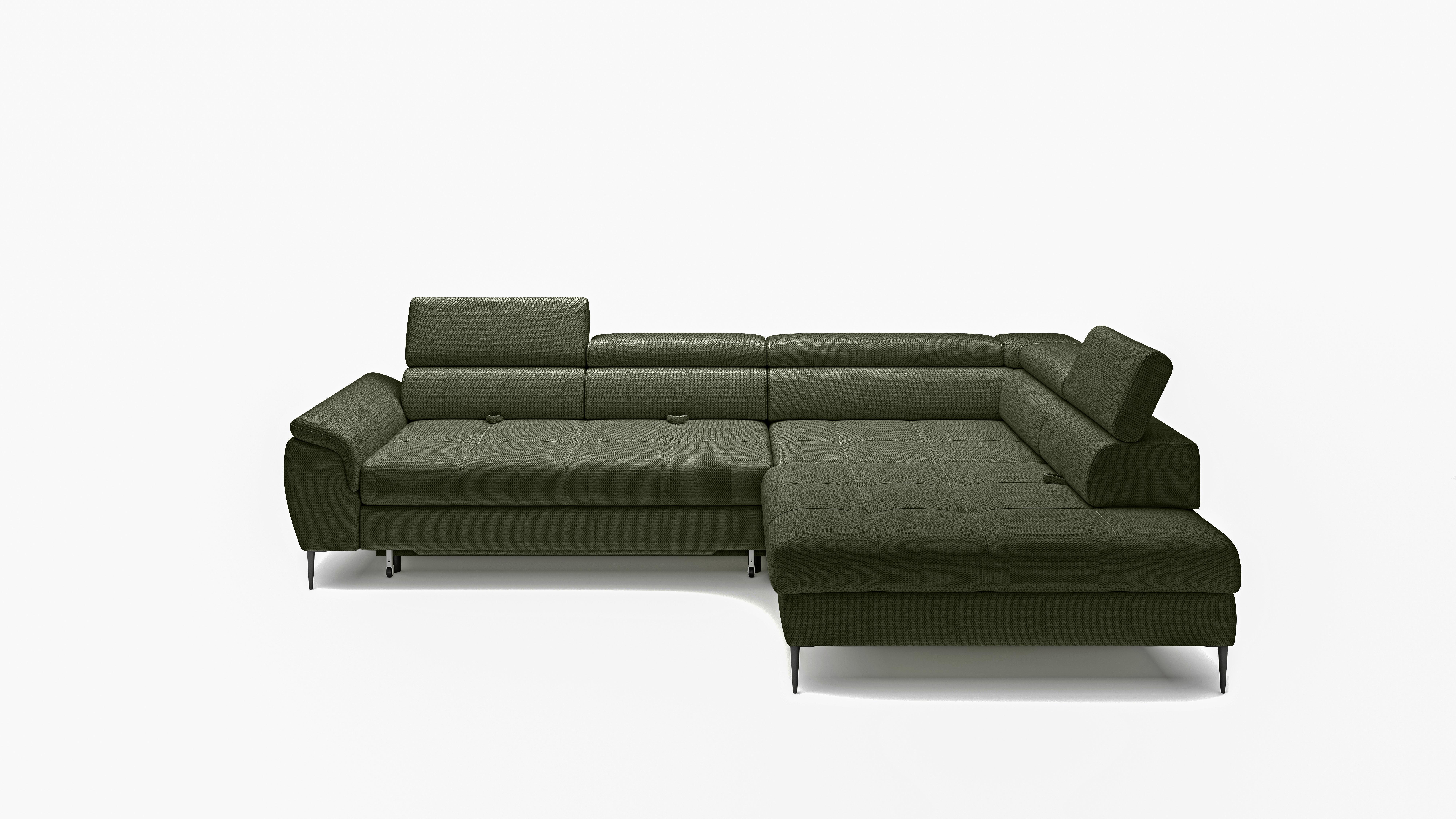 Kutna Garnitura Empoli L - maslinasto zelena/crna, Moderno, drvni materijal/tekstil (290/76,5-93,5/111cm) - Modern Living