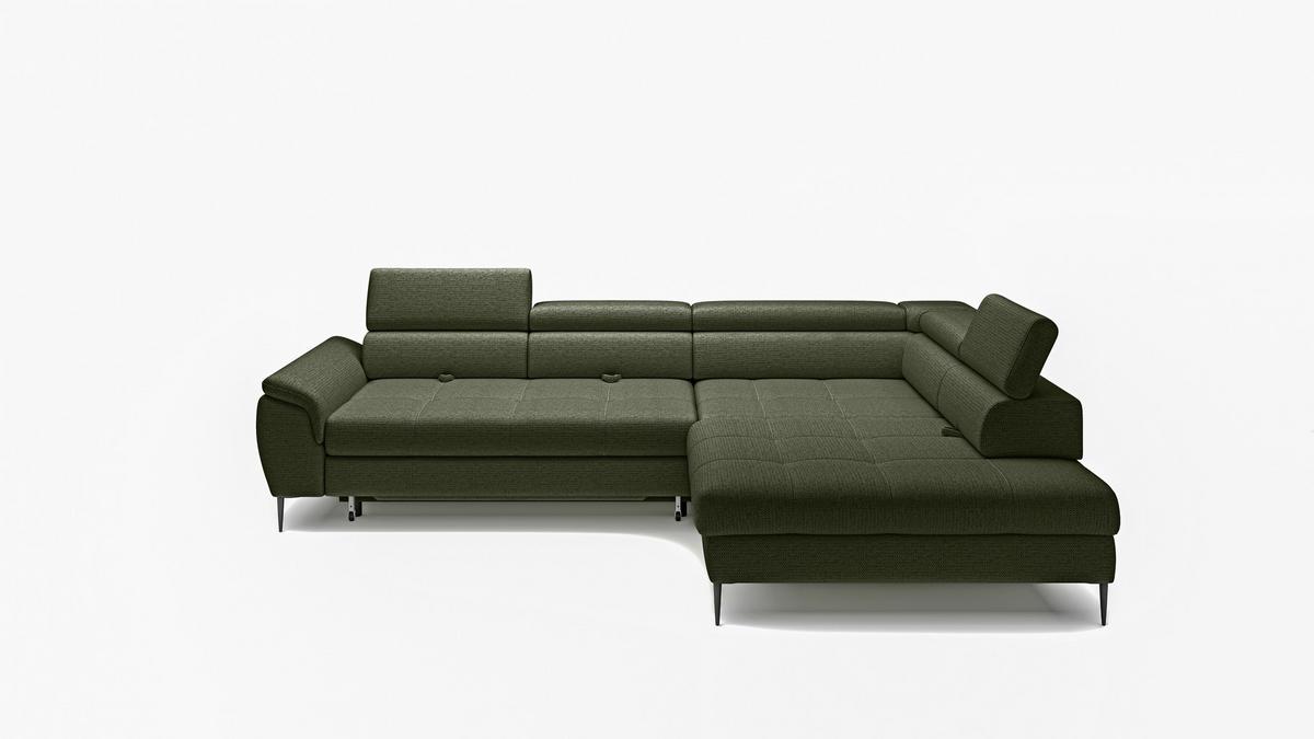 Kutna Garnitura Empoli L - maslinasto zelena/crna, Moderno, drvni materijal/tekstil (290/76,5-93,5/111cm) - Modern Living