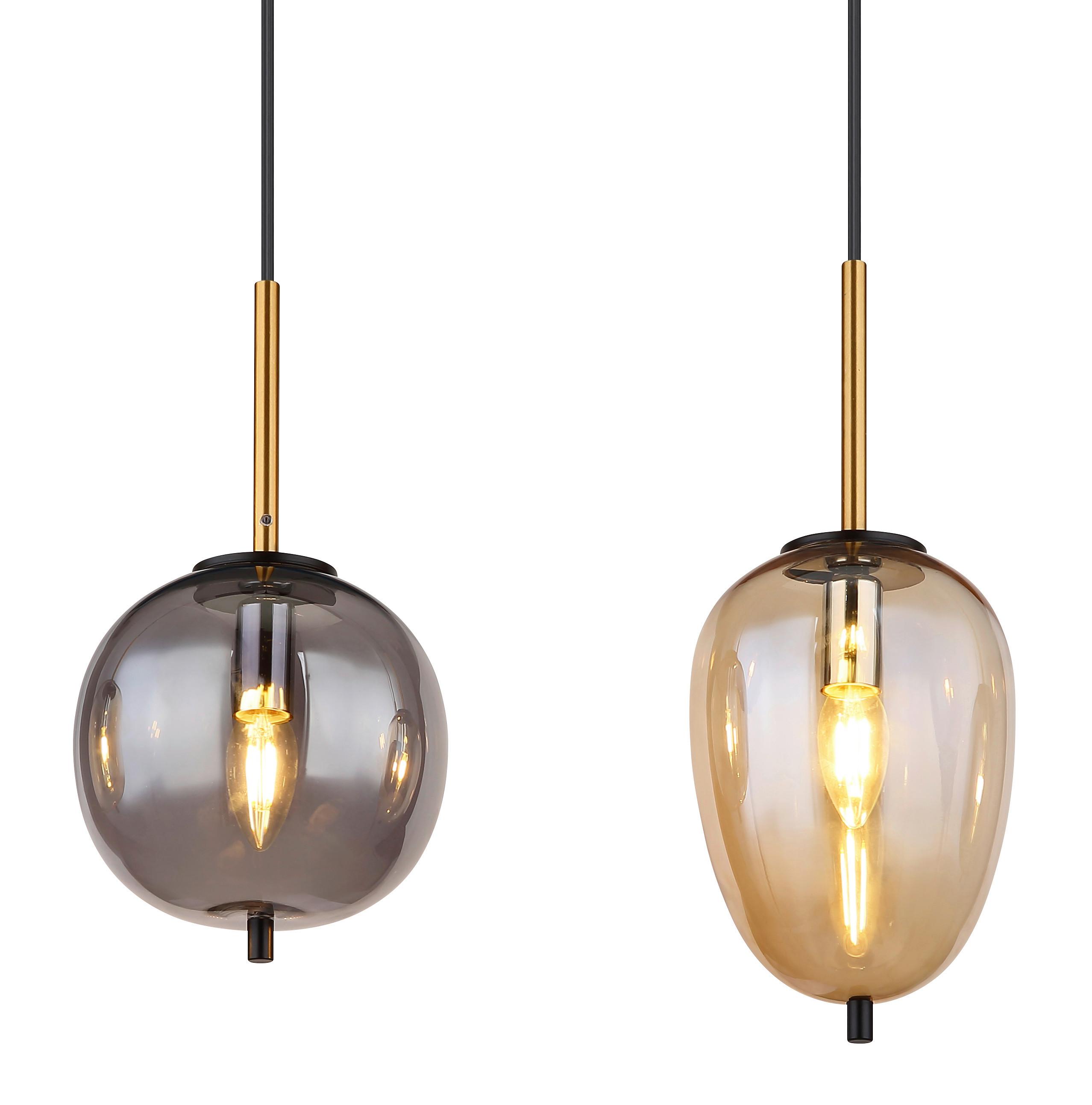Svjetiljka Viseća 15345-4a Blacky - boje mjeda/crna, Design, staklo/metal (110/18,5/120cm) - Globo