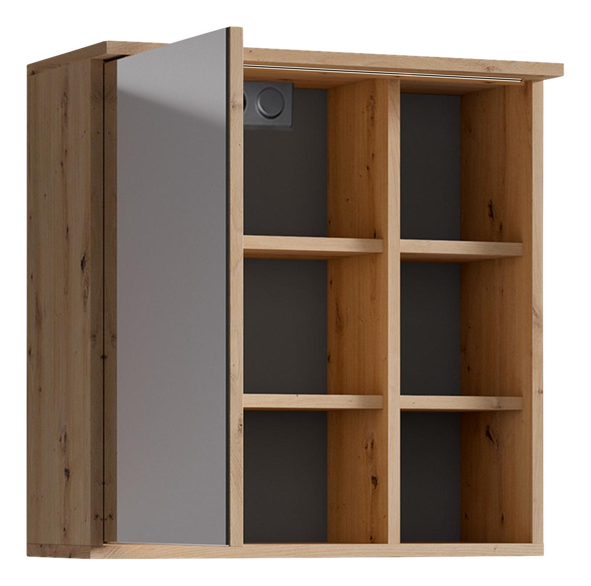 Spiegelschrank Wellness mit LED 1 Tür BHT 60x61x28 cm - MODERN, Glas/Holzwerkstoff (60/61/28cm) - MID.YOU