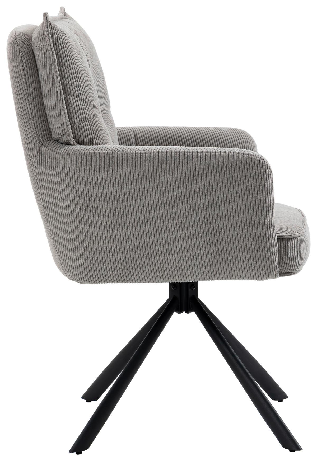 KRZESŁO Z PODŁOKIETNIKAMI POINT - czarny/taupe, Design, metal/tkanina (60/95/67cm) - Novel