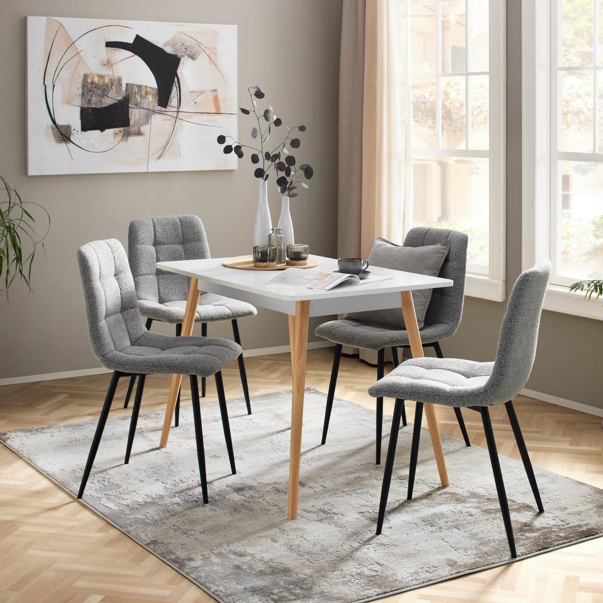 Esstisch aus Kiefer teilmassiv - Weiss/Naturfarben, Modern, Holz/Holzwerkstoff (110/76/70cm) - Based