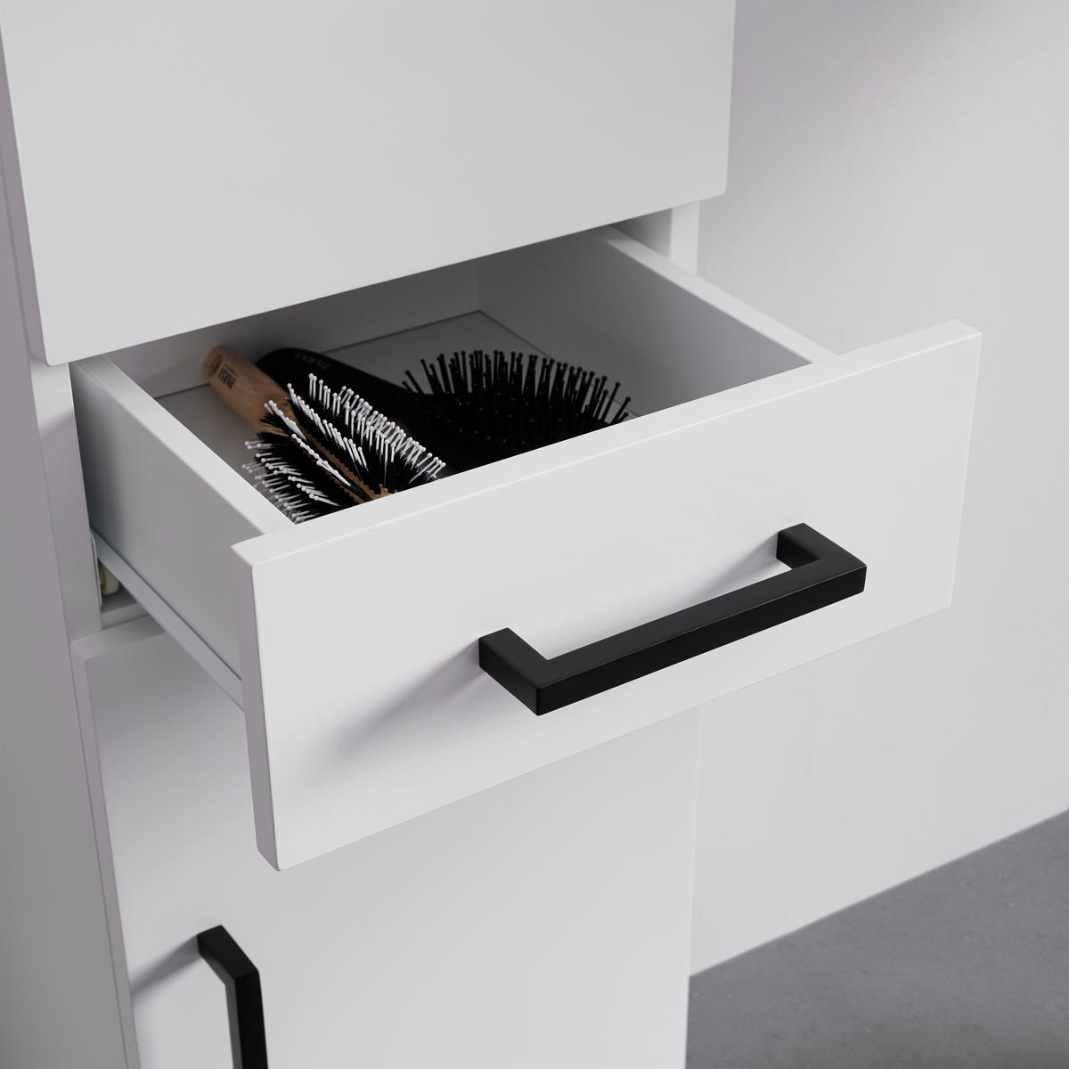 Hochschrank Marianne Weiß ca. 30x185x35 cm - Schwarz/Weiß, MODERN, Holzwerkstoff/Kunststoff (30/185/35cm) - Bessagi Home