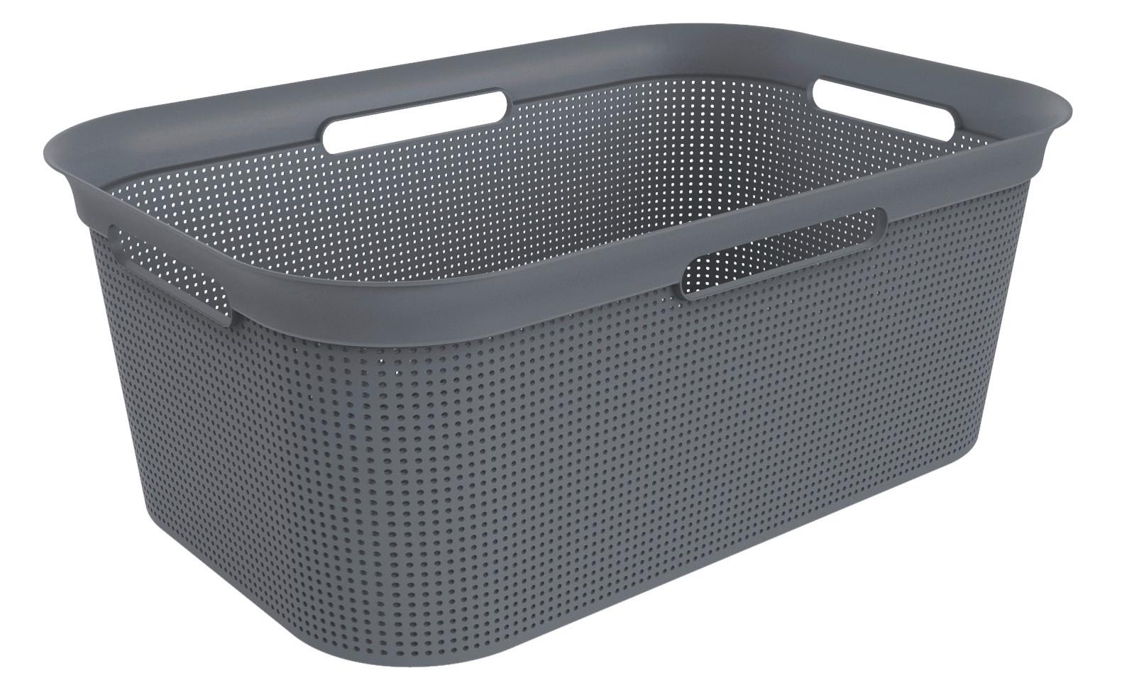 KOSZ NA PRANIE 1023608853 - antracytowy, Basics, tworzywo sztuczne (59,6/39,6/23,2cm) - Rotho