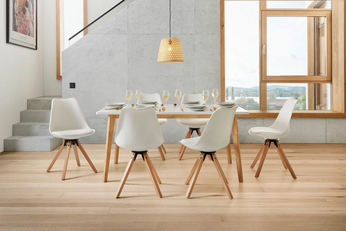 KRZESŁO RICKY 2 - kolor bukowy/biały, Modern, tworzywo sztuczne/drewno (56/85/49cm) - Bessagi Home