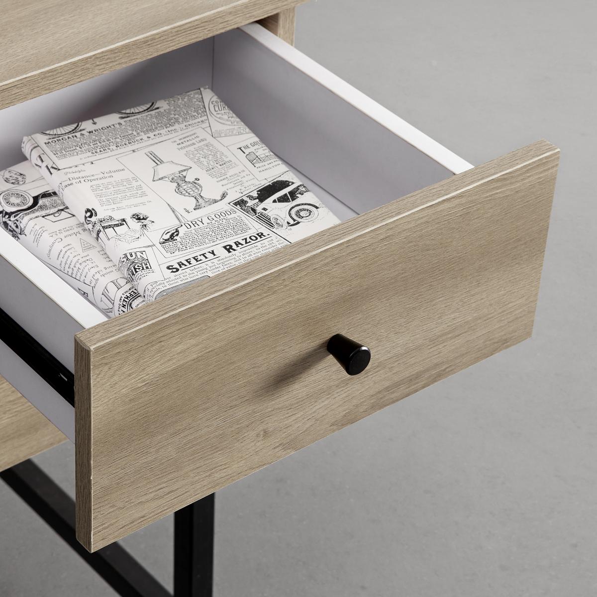 Schreibtisch Donetta Walnuss MDF ca. 120x60 cm - Walnussfarben/Schwarz, MODERN, Kunststoff/Metall (120/60/75cm) - Bessagi Home
