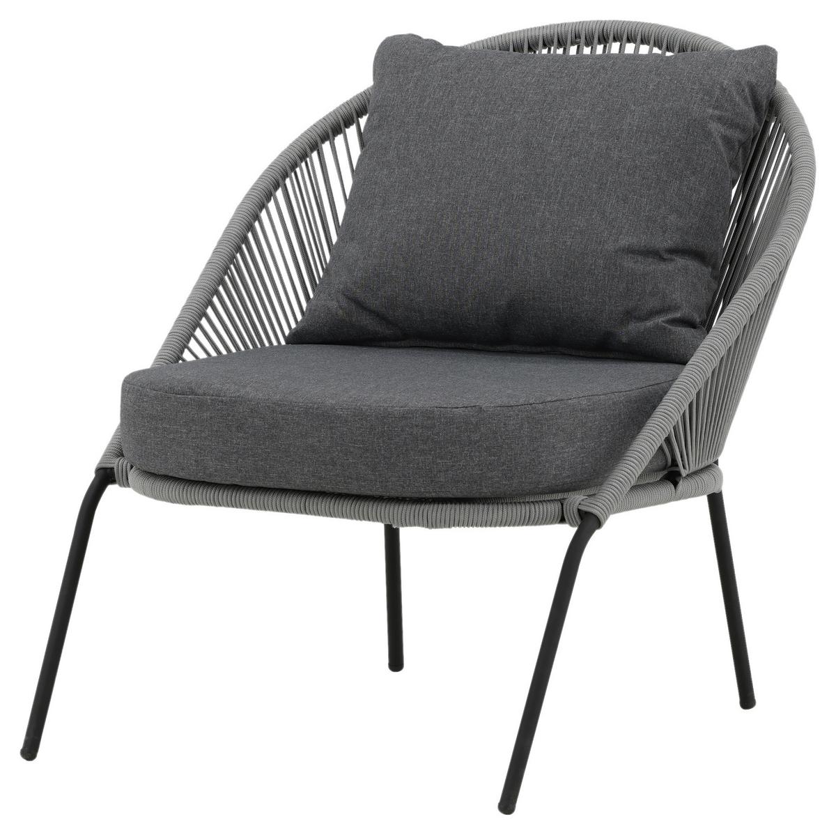 LOUNGESESSEL LINDOS - Schwarz/Grau, KONVENTIONELL, Kunststoff/Metall (73/78/85cm) - Gardenson