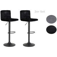 Barhocker 2er-Set Amanda II Schwarz Samt - Dunkelgrau/Schwarz, MODERN, Textil/Metall (40/85/48cm) - MID.YOU