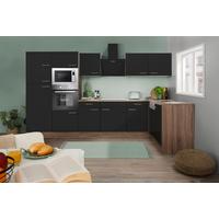 Eckküche Oliver mit Geräten ca. 340x172 cm Schwarz - Eichefarben/Schwarz, Basics, Holzwerkstoff/Metall (340/172cm) - Respekta