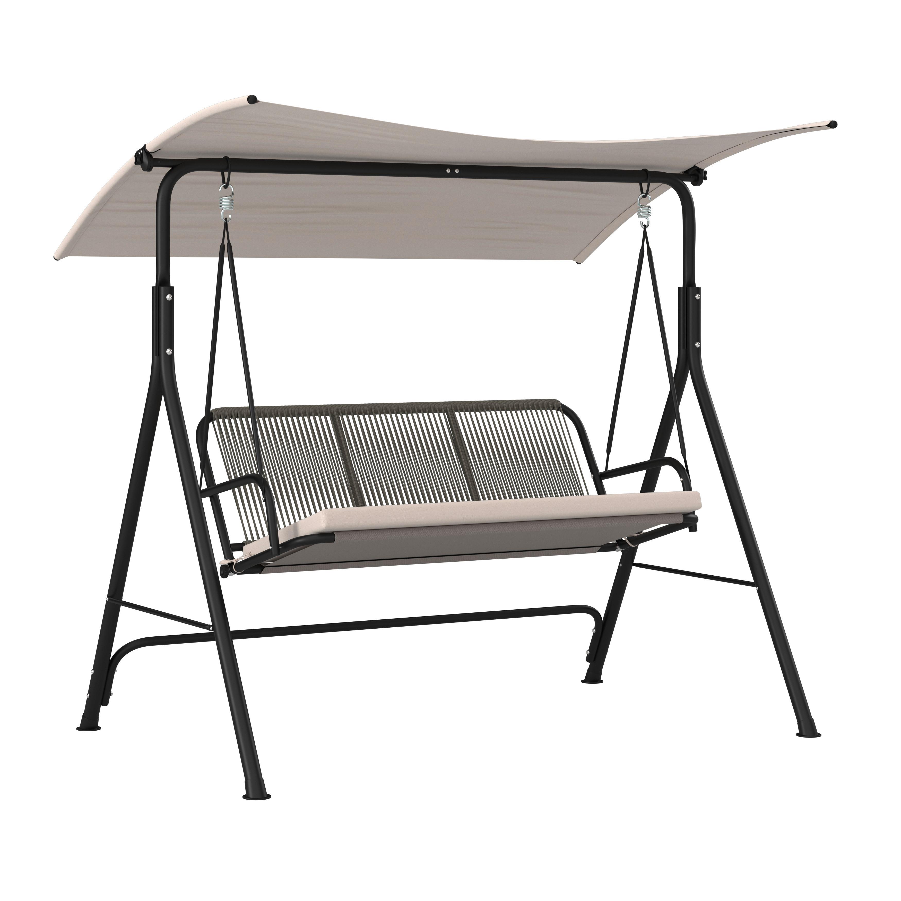Hollywoodschaukel Savanna Hellgrau Outdoorstoff/Metall - Hellgrau/Schwarz, MODERN, Textil/Metall (170/162/120cm) - Bessagi Garden
