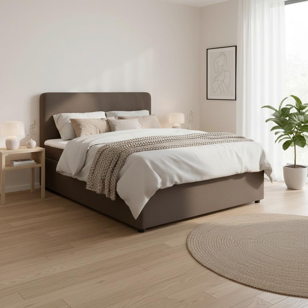 BOXSÄNG MARCO - brun/svart, Modern, trä/textil (160/200cm) - Bessagi Home