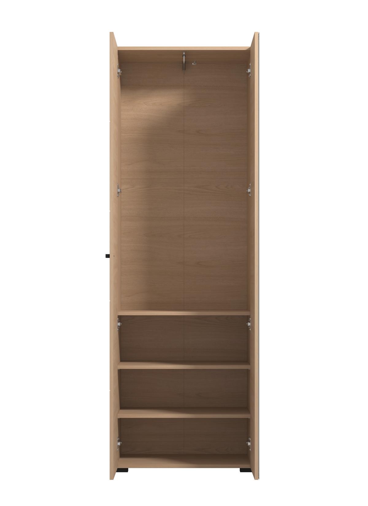 Előszobaszekrény Rathlin - tölgyfa színű/fekete, Modern, műanyag/faalapú anyag (64/194/35cm)