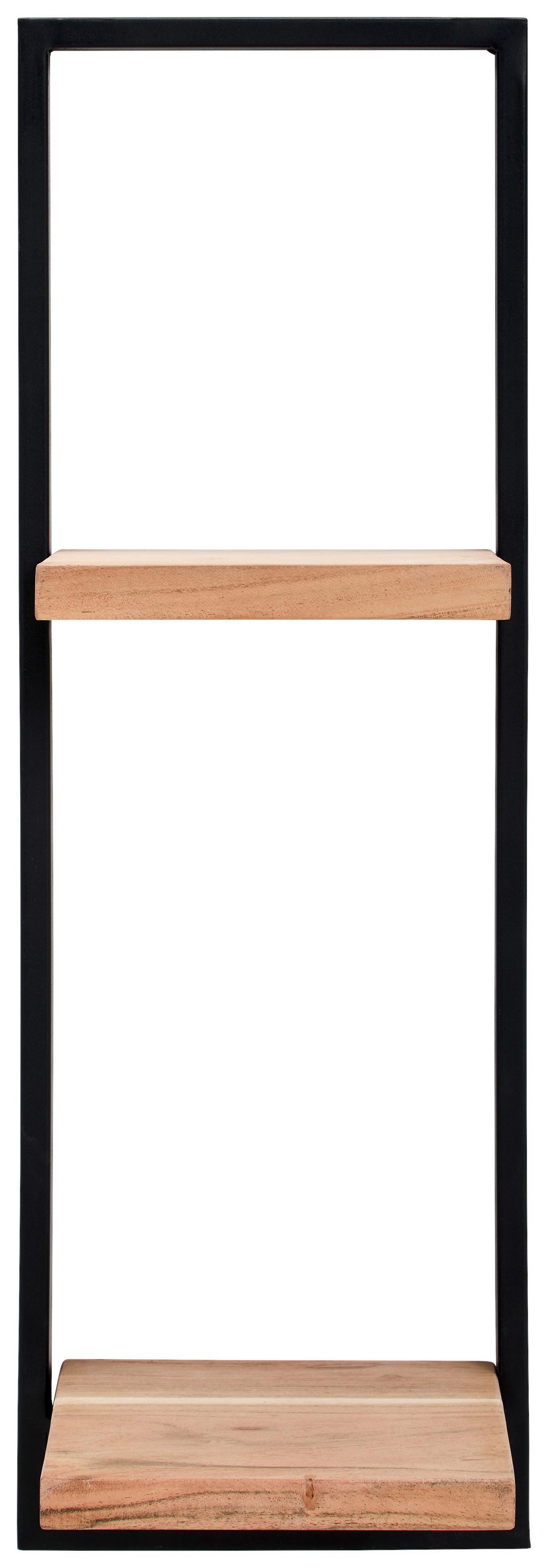 REGAŁ ŚCIENNY PORTO - czarny, Trend, metal/drewno (25/75/20cm) - Livetastic