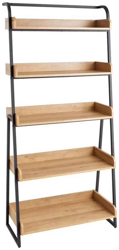 REGAŁ FABBRICA - kolor dębowy, Modern, materiał drewnopochodny/metal (84/180,5/39,6cm) - MID.YOU