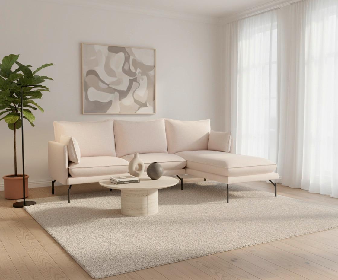 Sarokkanapé Bézs Rosa - bézs, Modern, textil/fa (226/163cm) - Bessagi Home