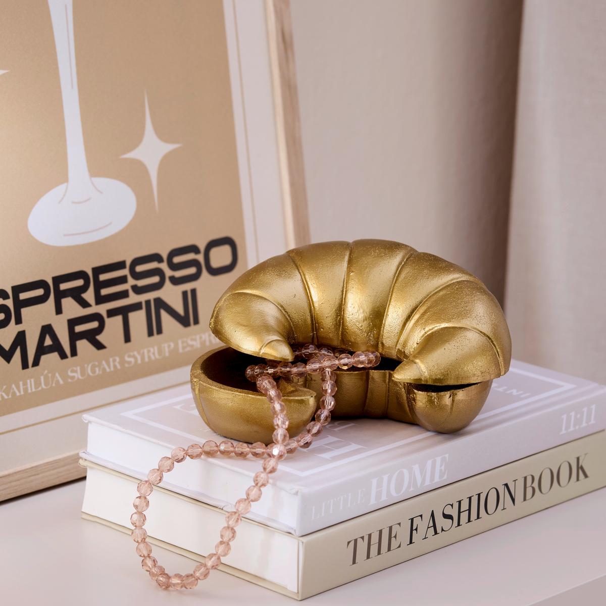 Dekor Doboz Croissant - aranybarna, természetes anyagok (15/10/8cm) - Mömax