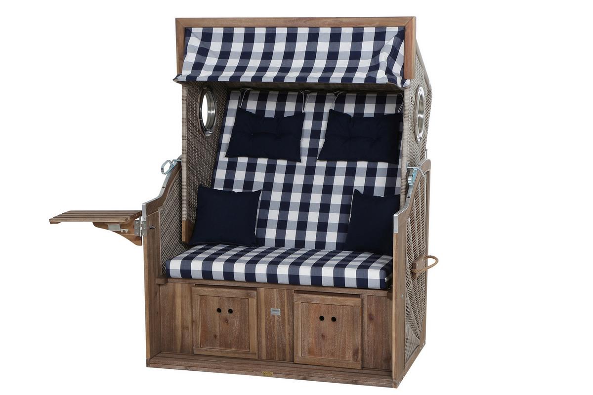 Siena Garden Strandkorb ca.130x80x165cm Blau,Weiß - Blau/Weiß, KONVENTIONELL, Holz/Kunststoff (130/80/165cm) - Siena Garden