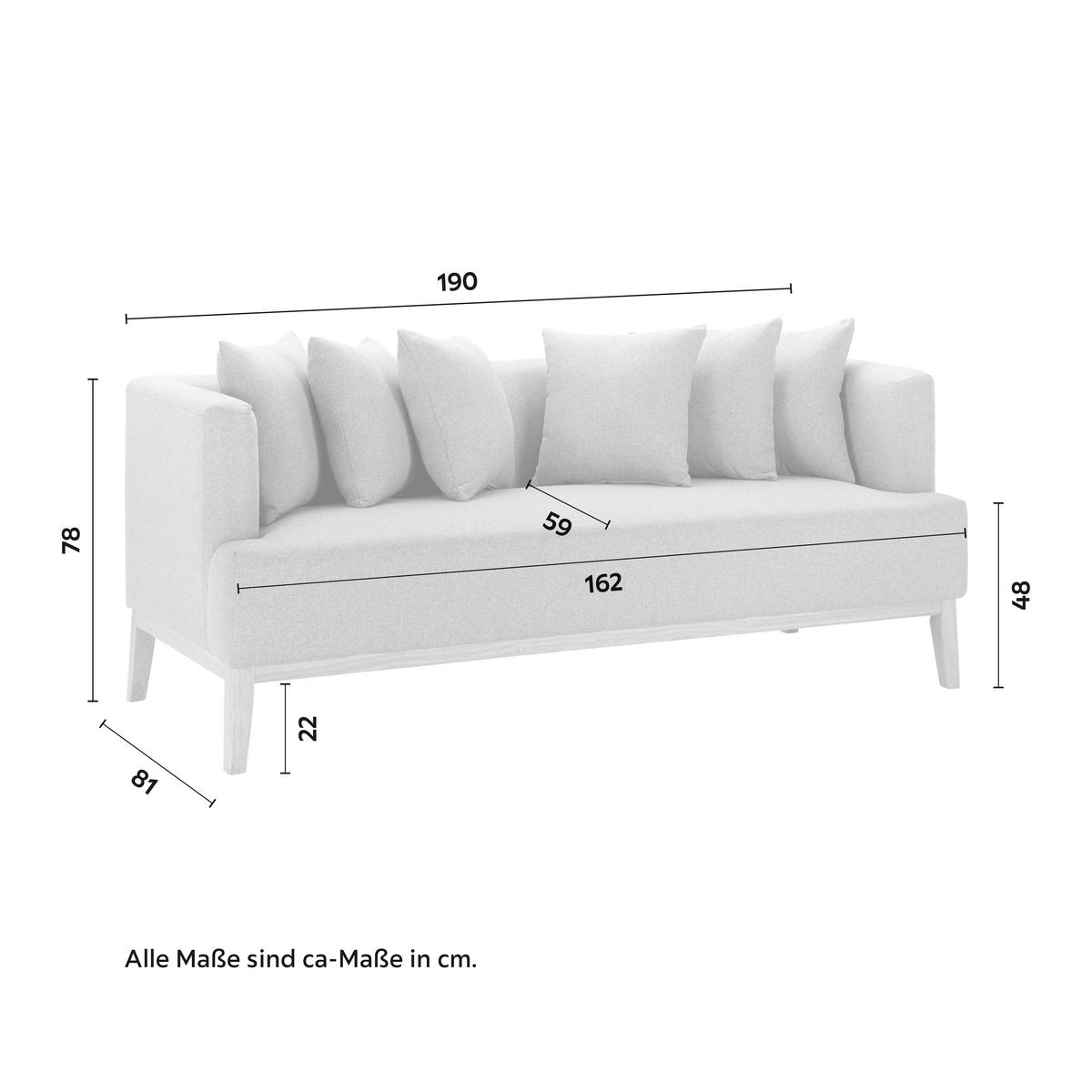 Bigsofa Mina Beige Velours - Beige/Naturfarben, MODERN, Holz/Textil (190/78/81cm) - Bessagi Home