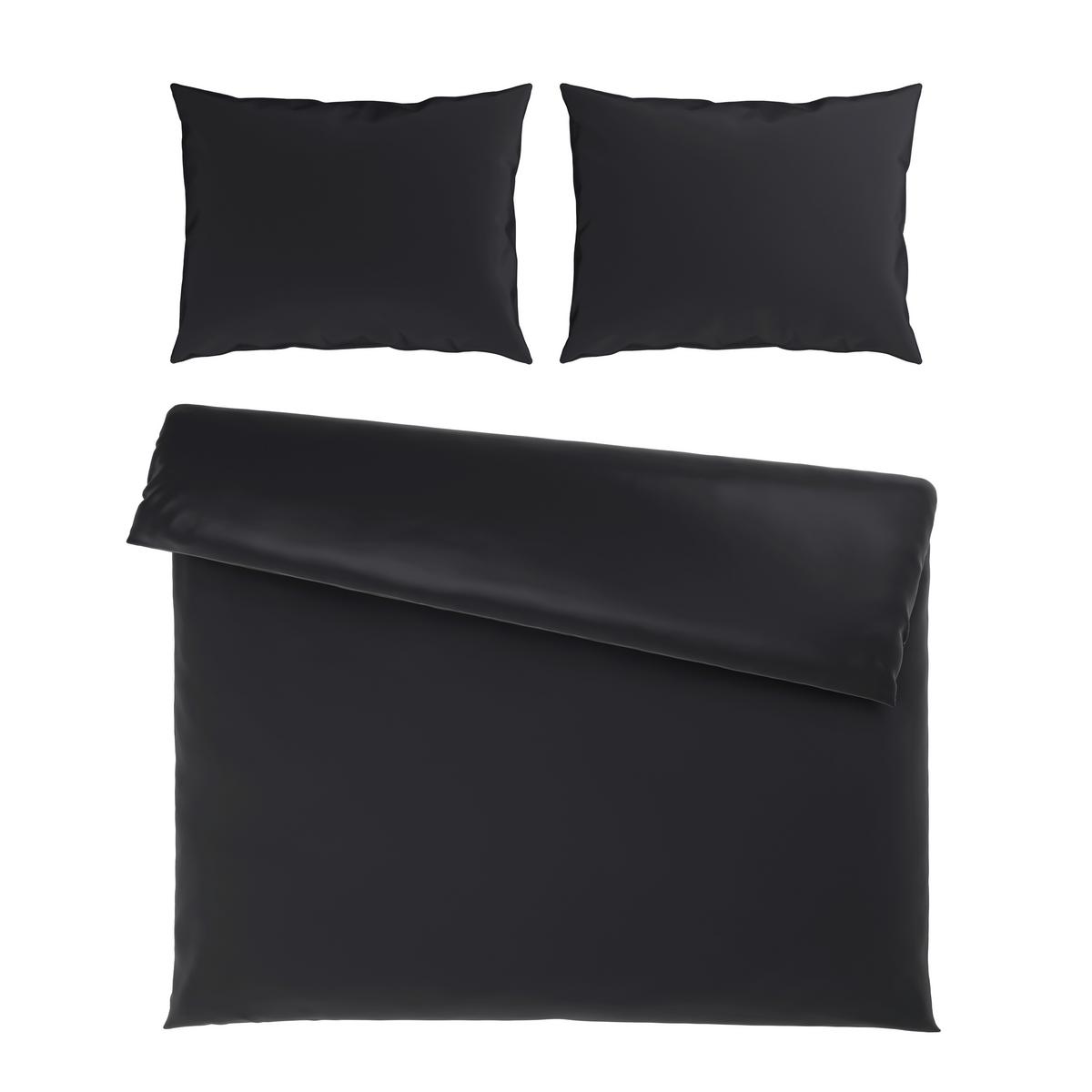 Lenjerie de pat Xenia Uni, 200/220/2x50/70 cm - negru, Modern, textil (200/220cm) - Premium Living