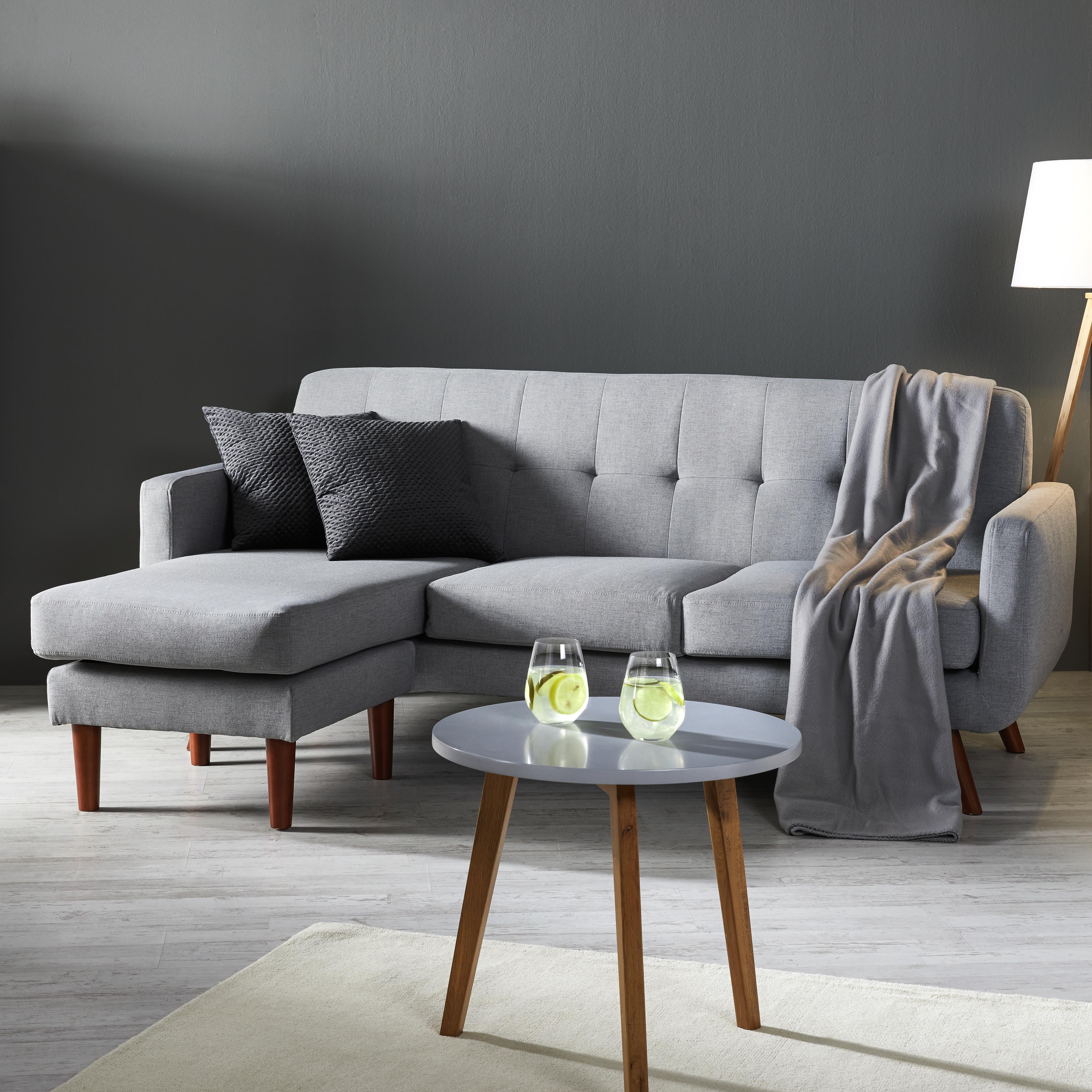 Wohnlandschaft in Hellgrau Ottomane beidseitig 'Tamara' - Hellgrau, MODERN, Holz/Textil (197/136cm) - Bessagi Home