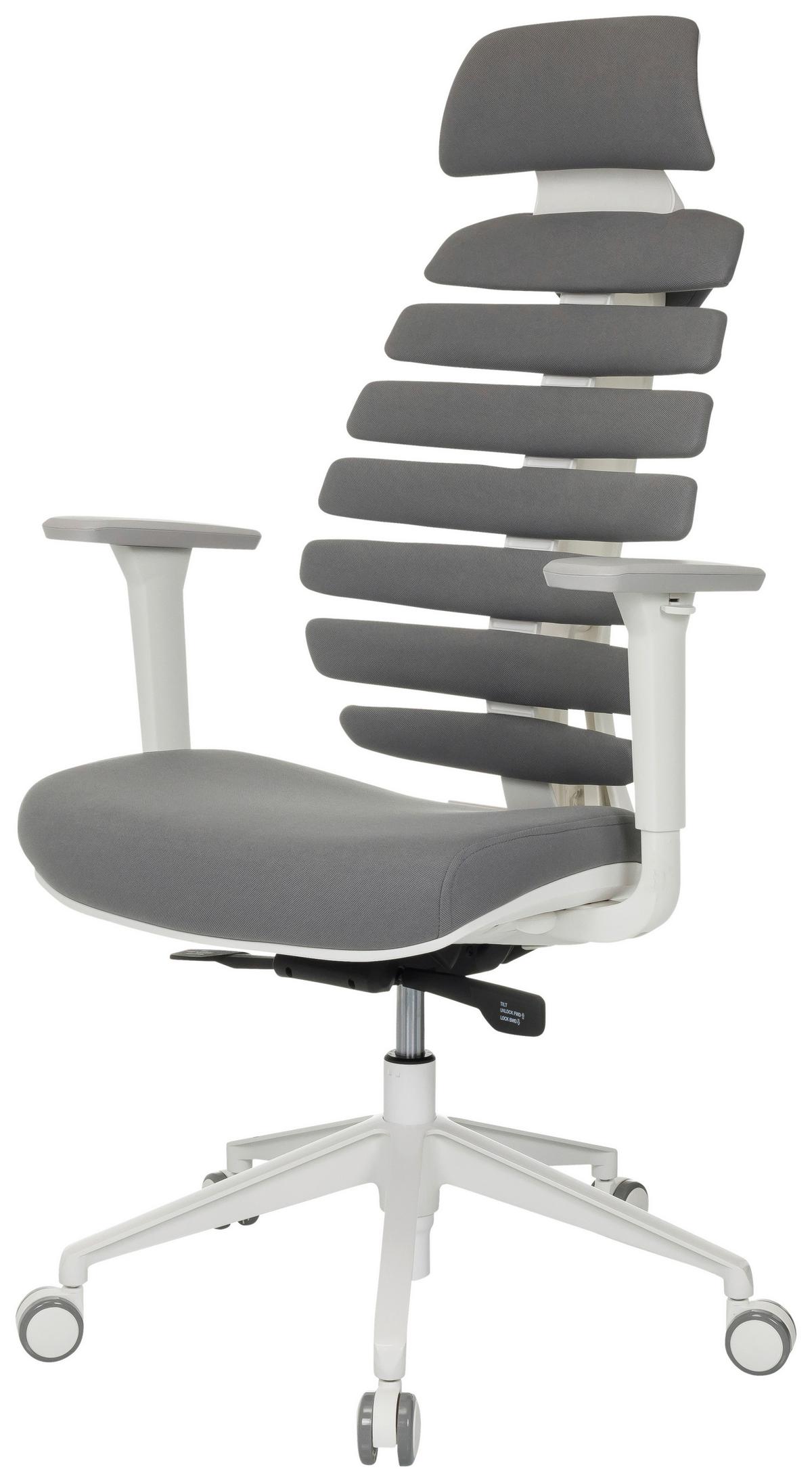 Pisarniški Stol Ergo Line W, Siva - temno siva/bela, Moderno, umetna masa/tekstil (67/116 - 133/65cm) - MID.YOU
