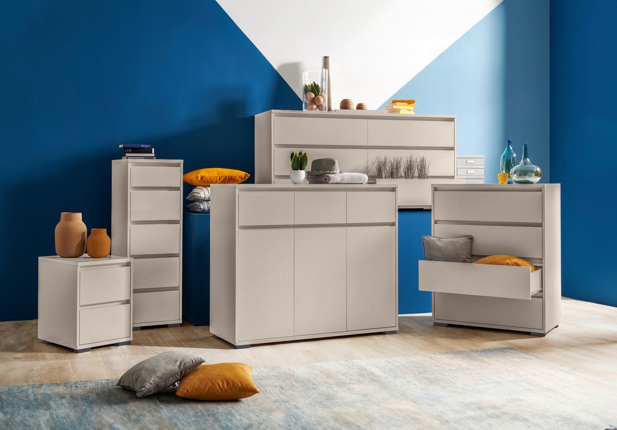 SZAFKA NOCNA LINE - antracytowy/kaszmir, Design, materiał drewnopochodny/tworzywo sztuczne (40/55/48cm) - Carryhome