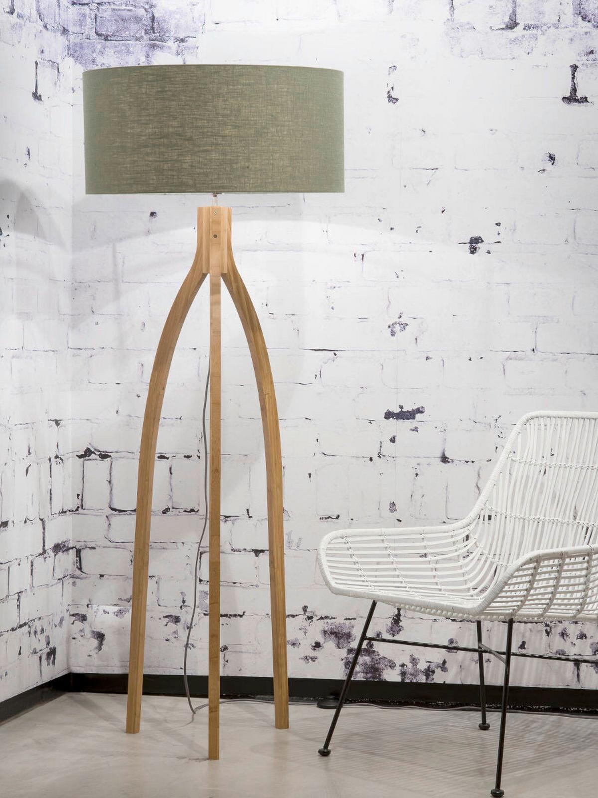 Stoječa Svetilka Anna, Zelena, Bambus - zelena/naravne barve, Trend, tekstil/les (60/160cm) - Good & Mojo