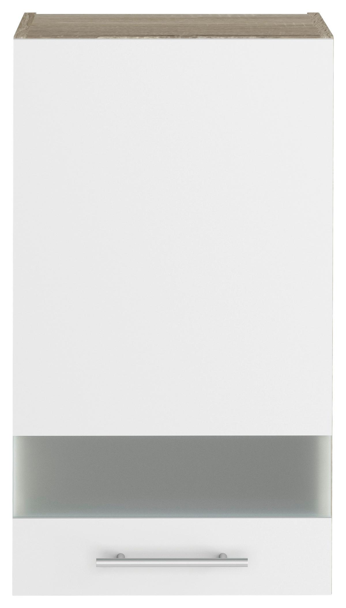 Konyhai Faliszekrény Corina - Sonoma tölgy/alumíniumszínű, Modern, műanyag/Üveg (40/72,4/34,6cm)