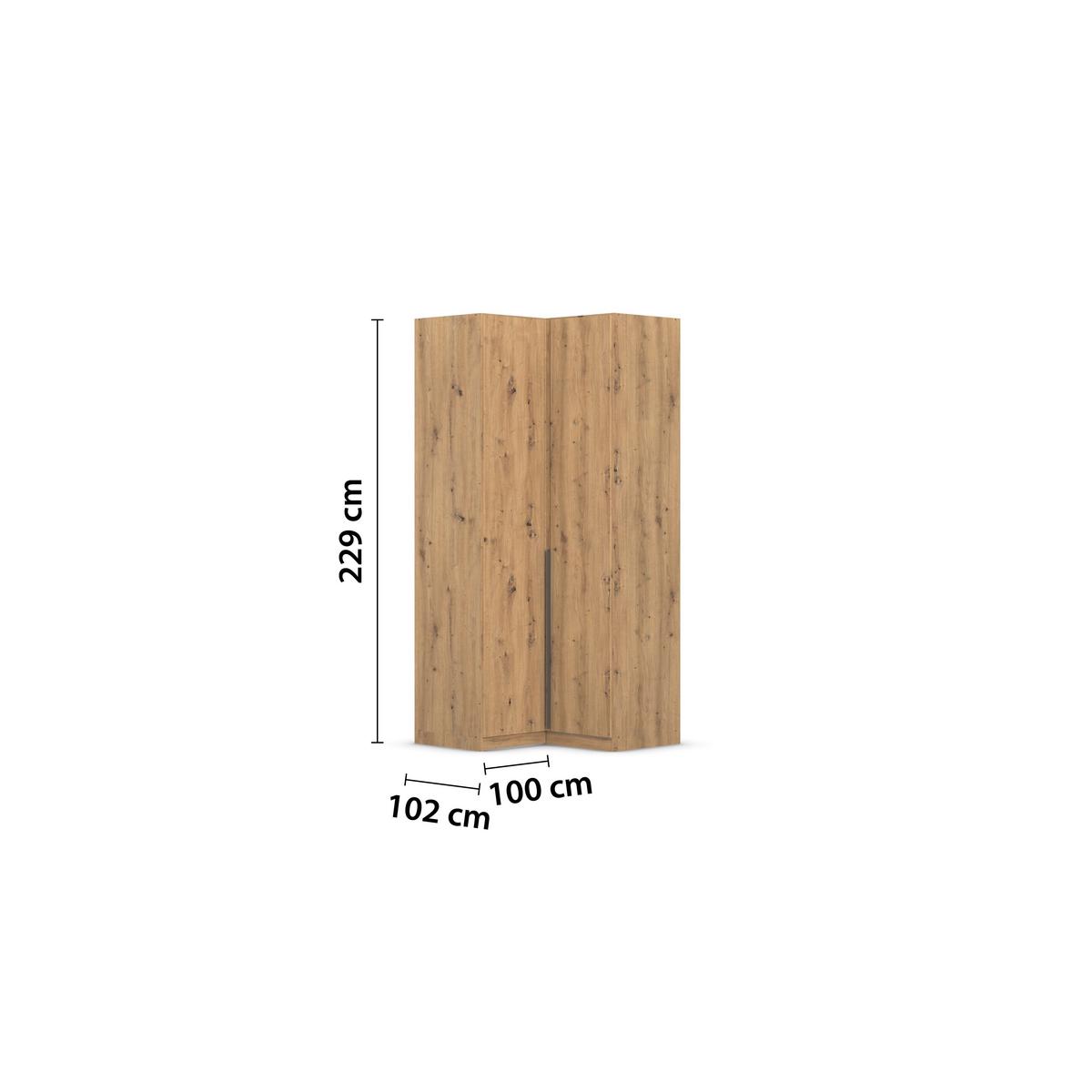 Kutni Ormar Za Odjeću Alabama - siva/tamno siva, Moderno, drvni materijal (100/229/102cm) - Modern Living