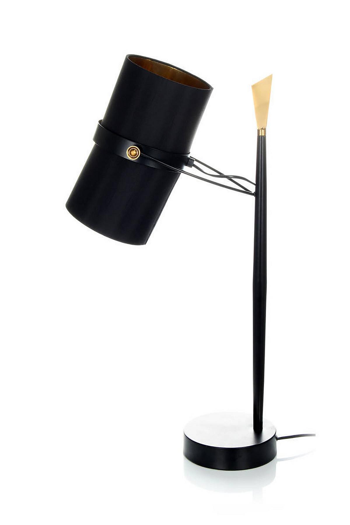 Tischleuchte Tischlampe Novum 110 - Schwarz, Trend, Textil/Metall (25/29/69cm) - Kayoom