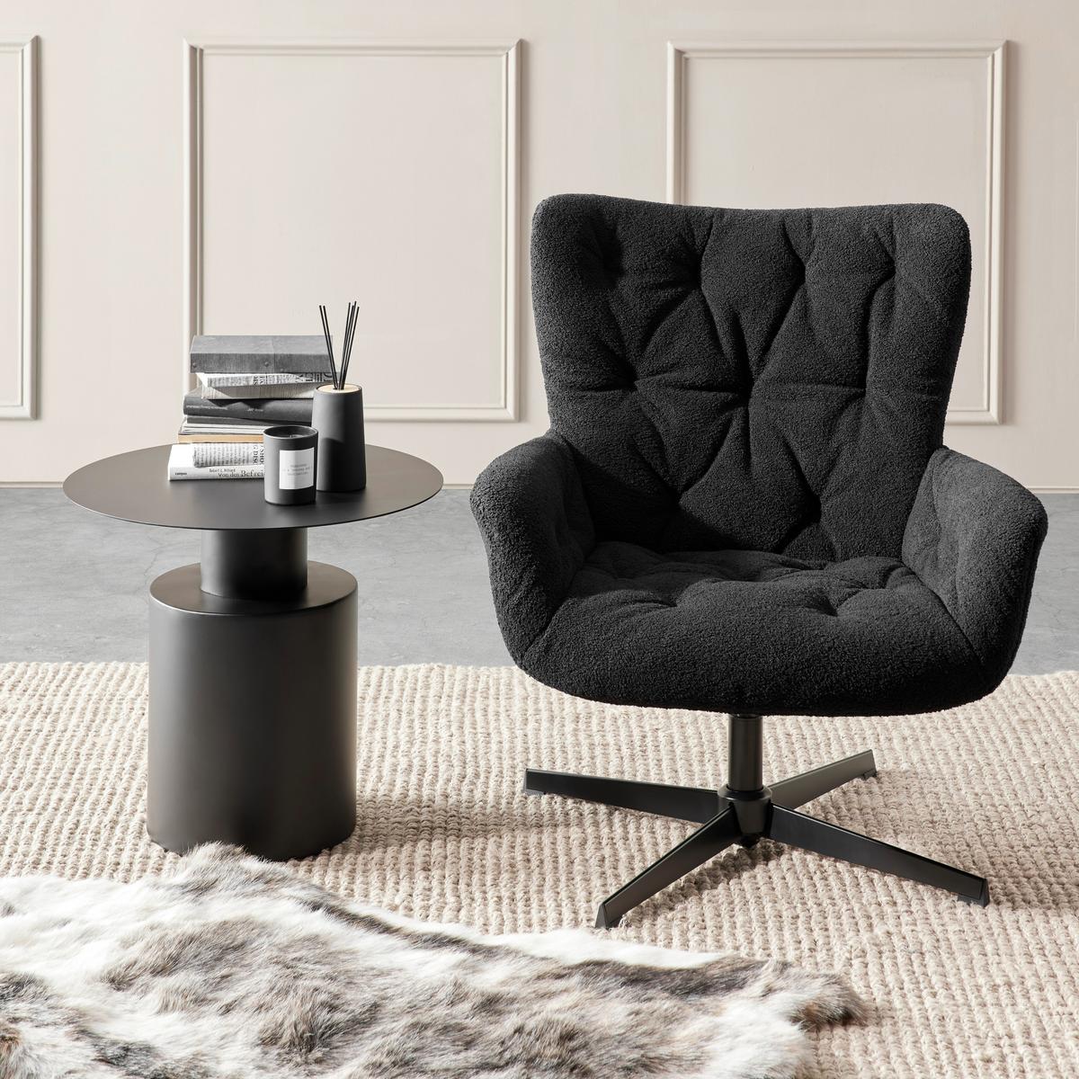 Drehstuhl in Schwarz - Schwarz, Modern, Holz/Textil (85/89/77cm) - Premium Living
