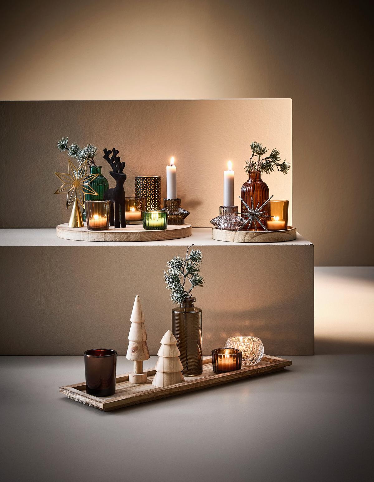 PODSTAWKA NA PODGRZEWACZ L5024-N - różnokolorowy, Lifestyle, tworzywo sztuczne/drewno (43/12,5/23cm) - X-Mas