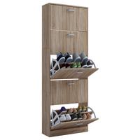 Schuhschrank Sipos XL ca. 59x170x22cm Eichefarben - Edelstahlfarben/Eichefarben, KONVENTIONELL, Holzwerkstoff/Kunststoff (59/170/22cm) - MID.YOU