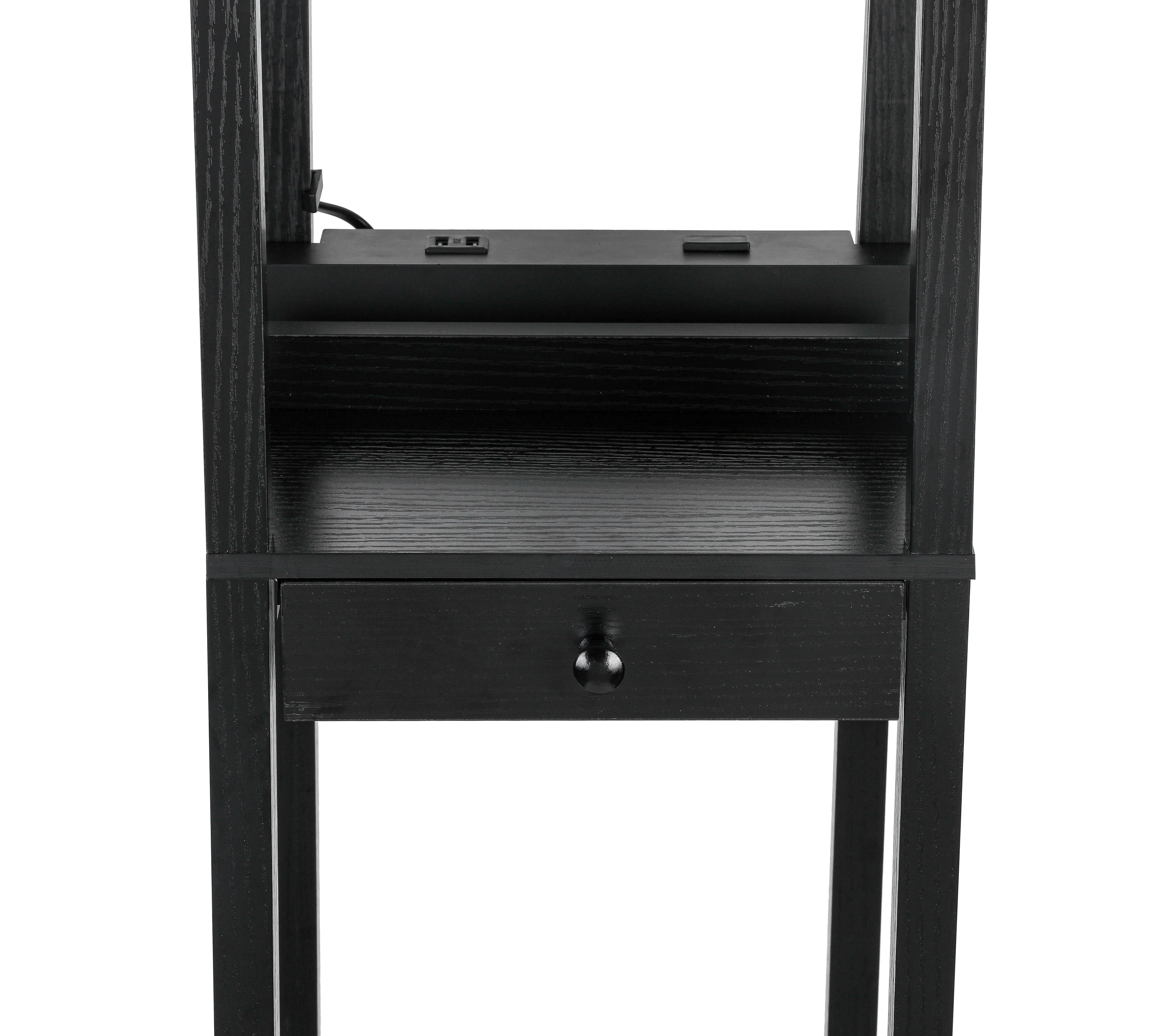 GOLVLAMPA SVEN - vit/svart, Basics, metall/trämaterial (26/160/26cm)