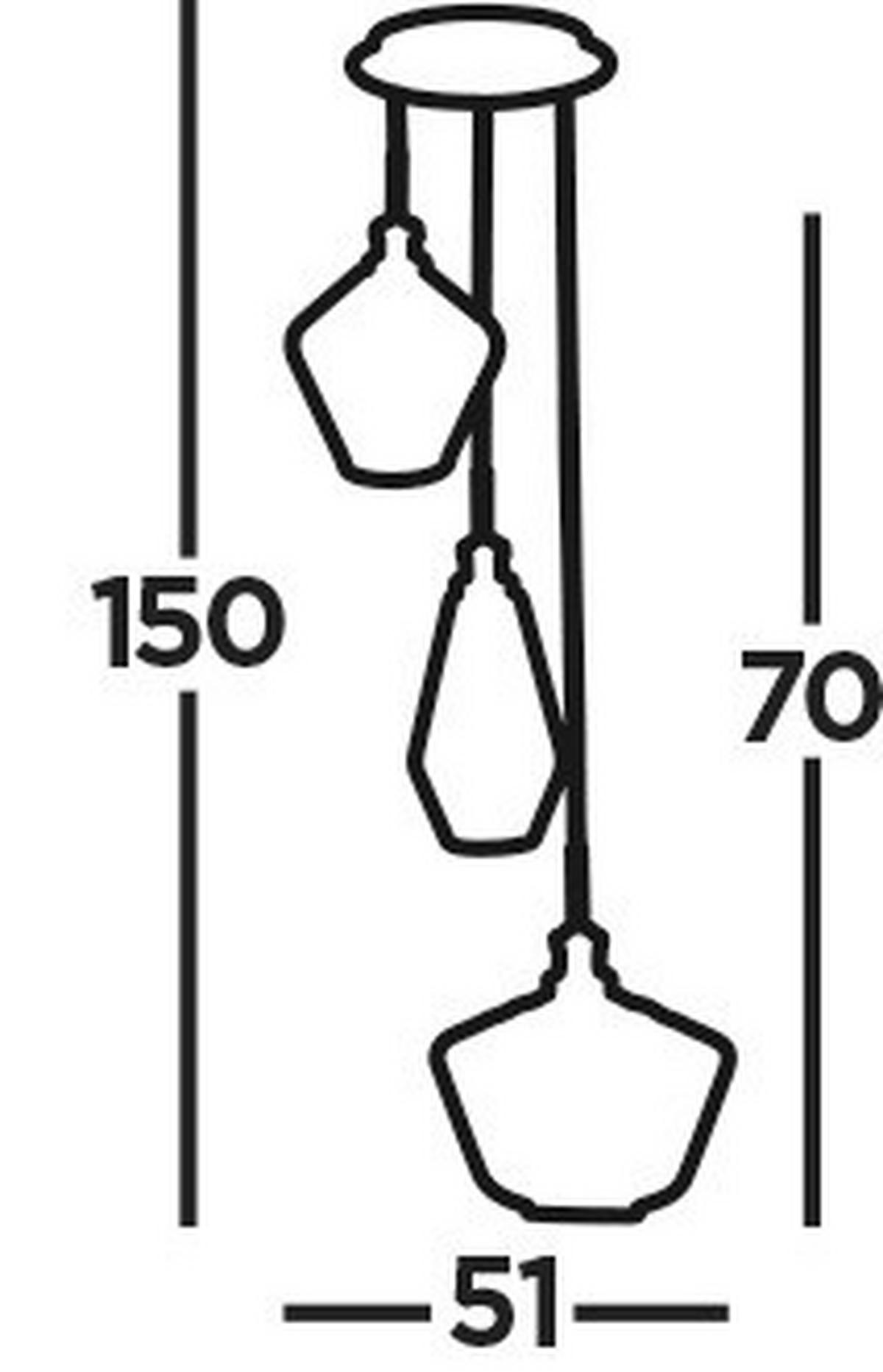 Függőlámpa Mia 5423-3ab - Pezsgő/sárgarézszínű, Design, üveg/fém (51/150cm)