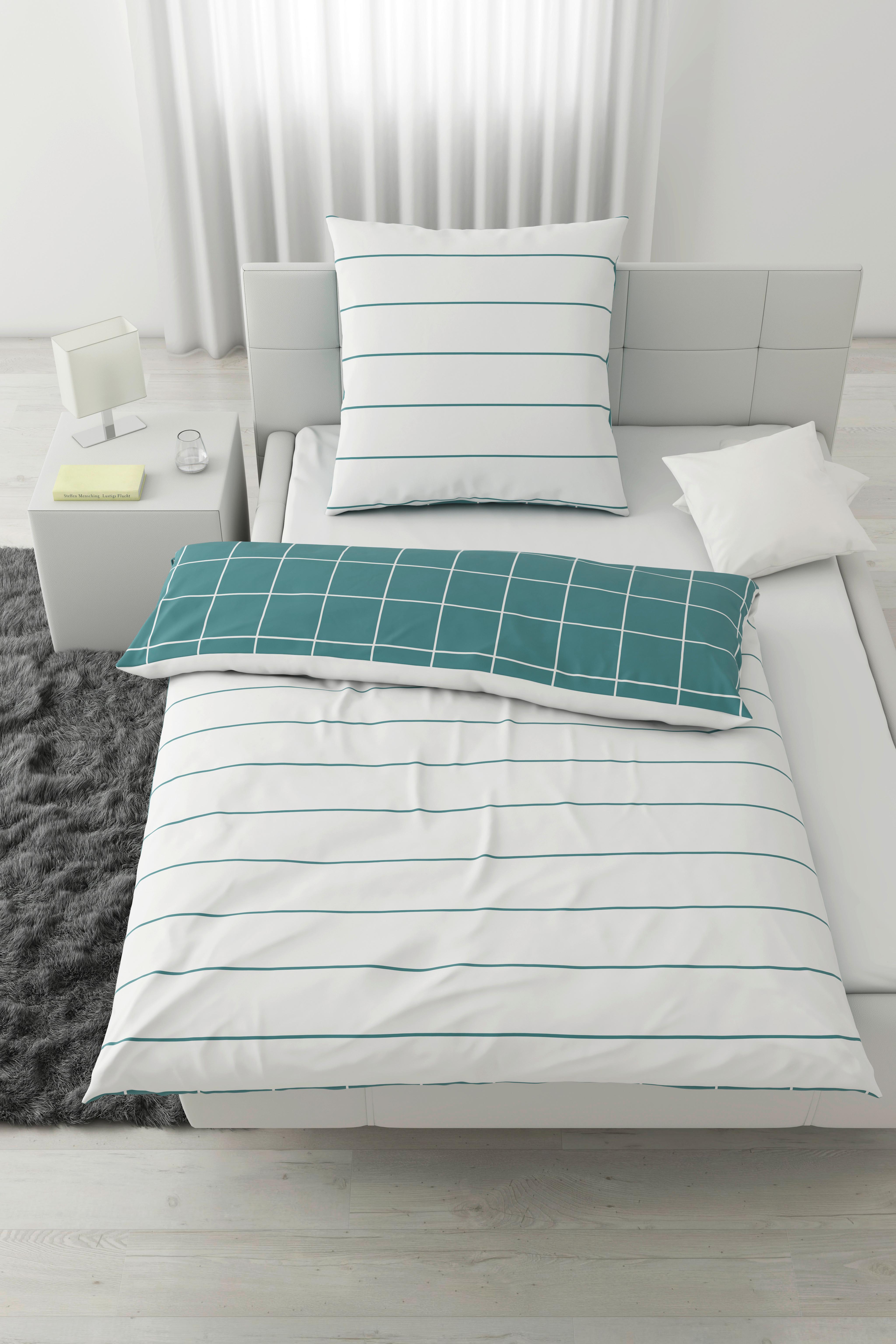Wendebettwäsche Kira Wende Cooltex max. 135x200cm - Blau/Weiß, MODERN, Textil (135/200cm) - Modern Living