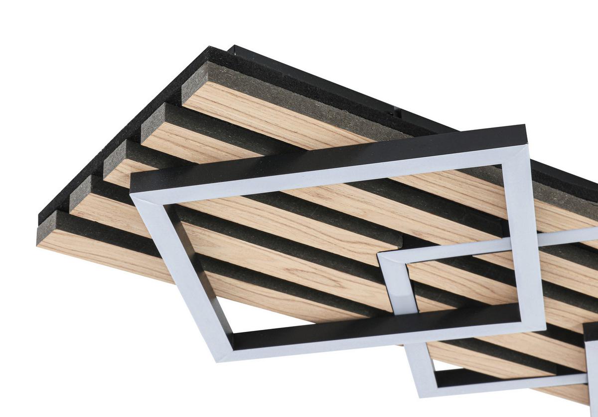 LAMPA SUFITOWA LED CORBY *SBN* - kolor dębowy/czarny, Basics, materiał drewnopochodny/tworzywo sztuczne (63/29/7,5cm) - Novel