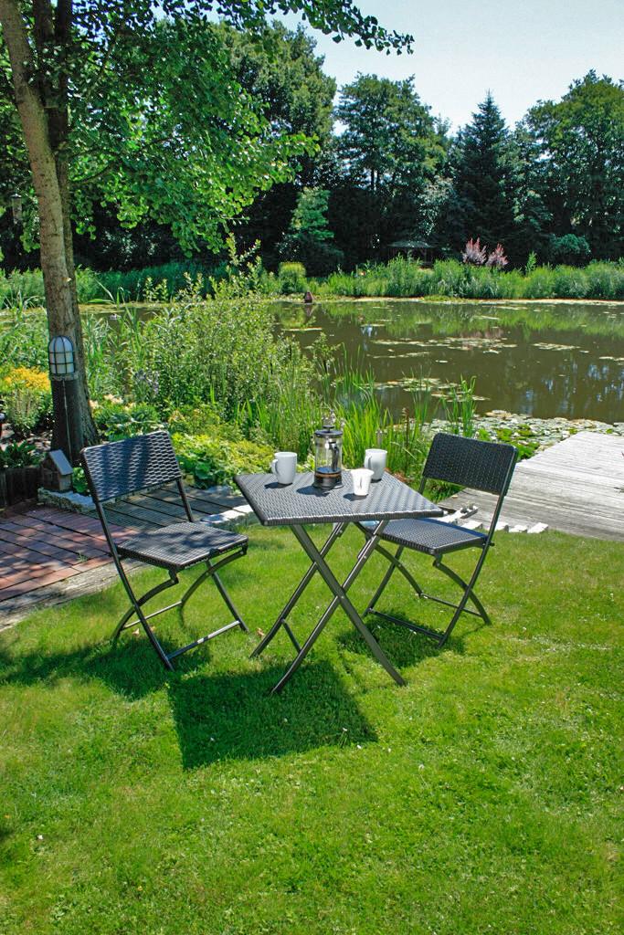 Gartengarnitur 3-tlg. Metall/ Kunststoff Schwarz - Schwarz, Basics, Kunststoff/Metall (62/74/62cm) - Gardenson