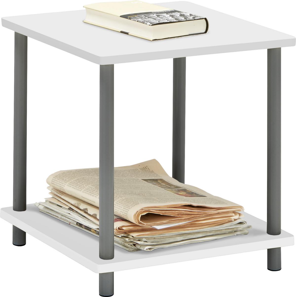Beistelltisch in Weiss/Grau - Weiss/Grau, Konventionell, Holzwerkstoff/Kunststoff (40/41,5/40cm) - Based