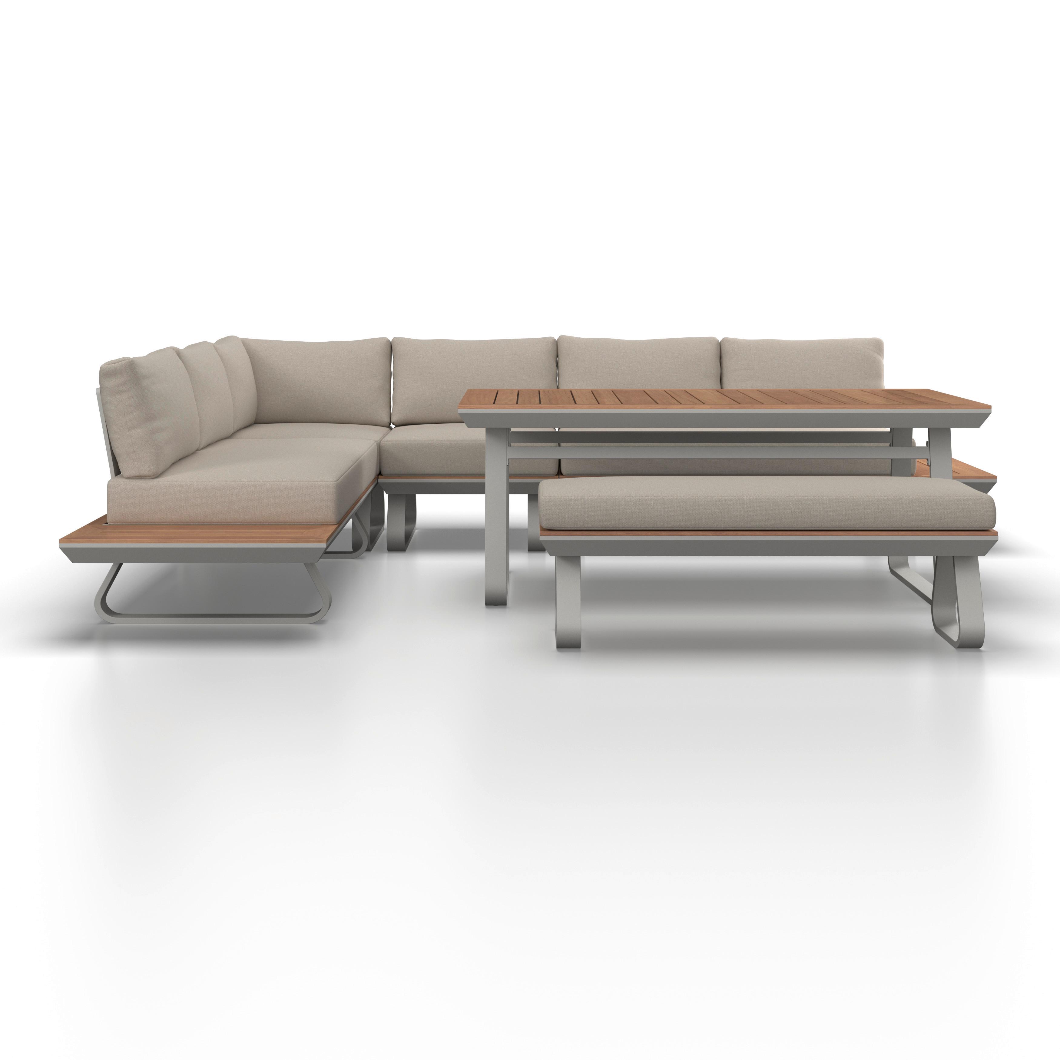 Lounge Garnitura Emma, Krem - krem barve/naravne barve, Moderno, kovina/umetna masa (248/318/72cm) - Bessagi Garden