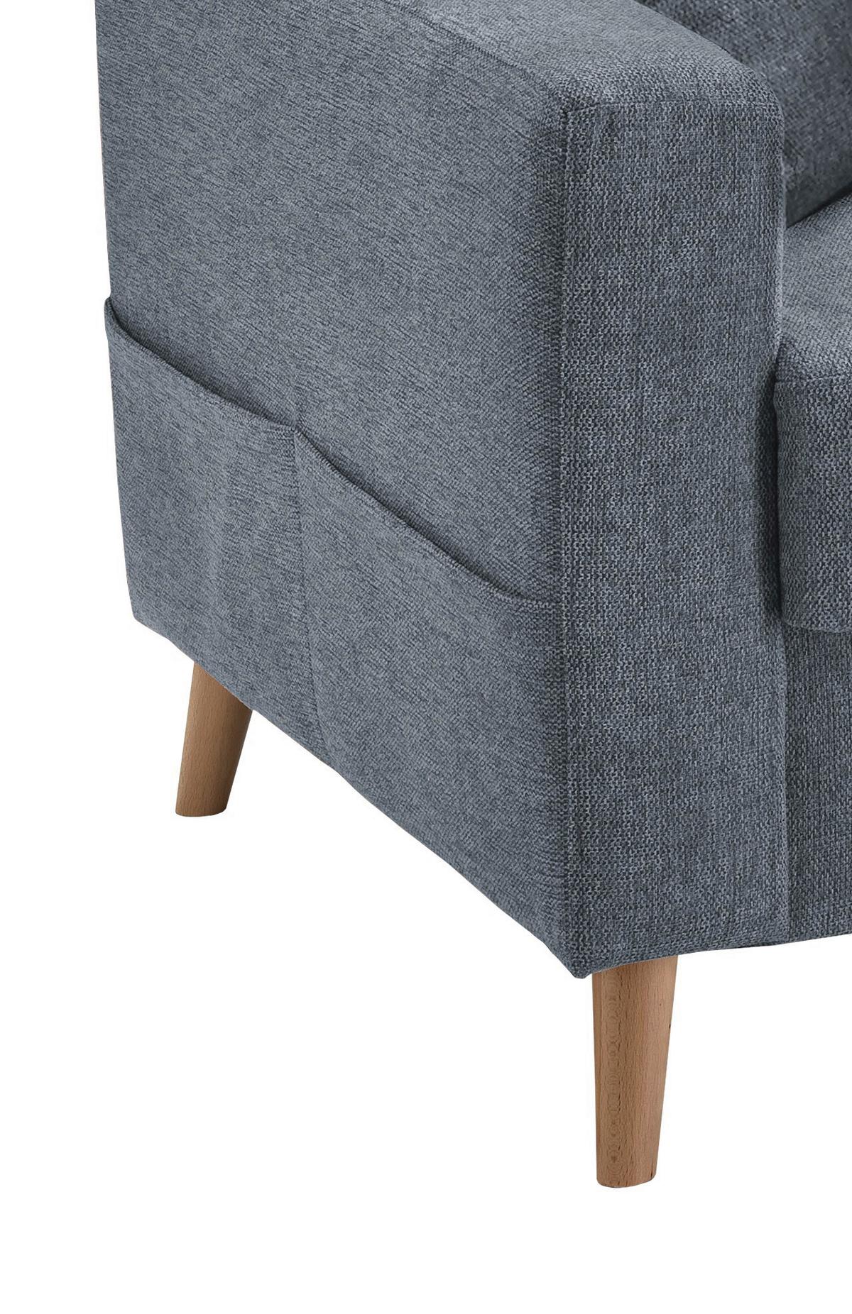 Wohnlandschaft Valentina Blau Struktur - Blau/Naturfarben, KONVENTIONELL, Holz/Textil (230/200cm) - P & B