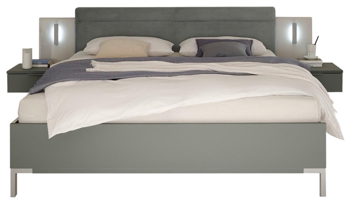 Set Kreveta I Noćnih Ormarića Modeste - boje kadulje/svijetlo siva, Moderno, drvni materijal (180/200cm)