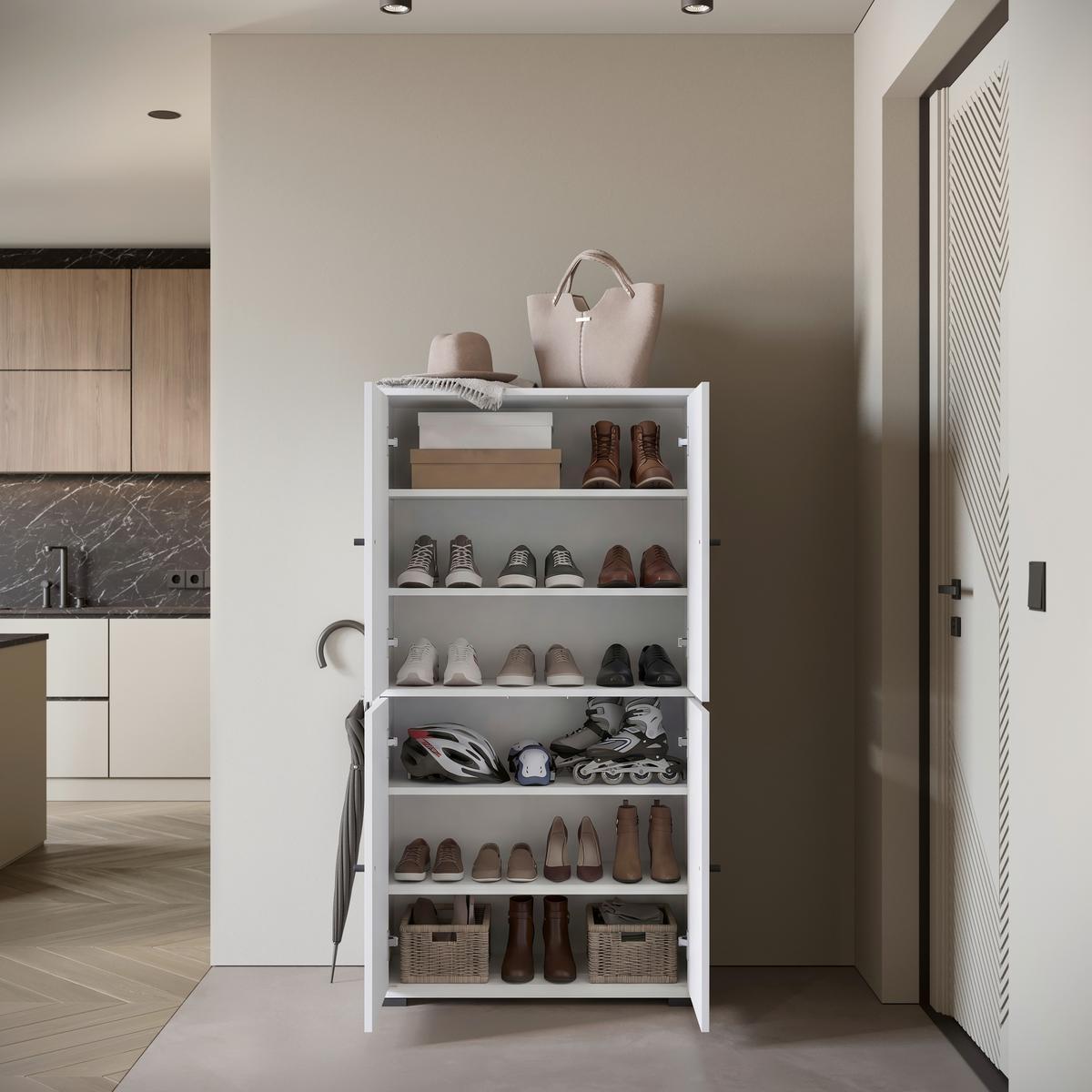 Omara Za Čevlje Dino, Bela - črna/bela, Basics, kovina/umetna masa (70/131/33cm) - P & B