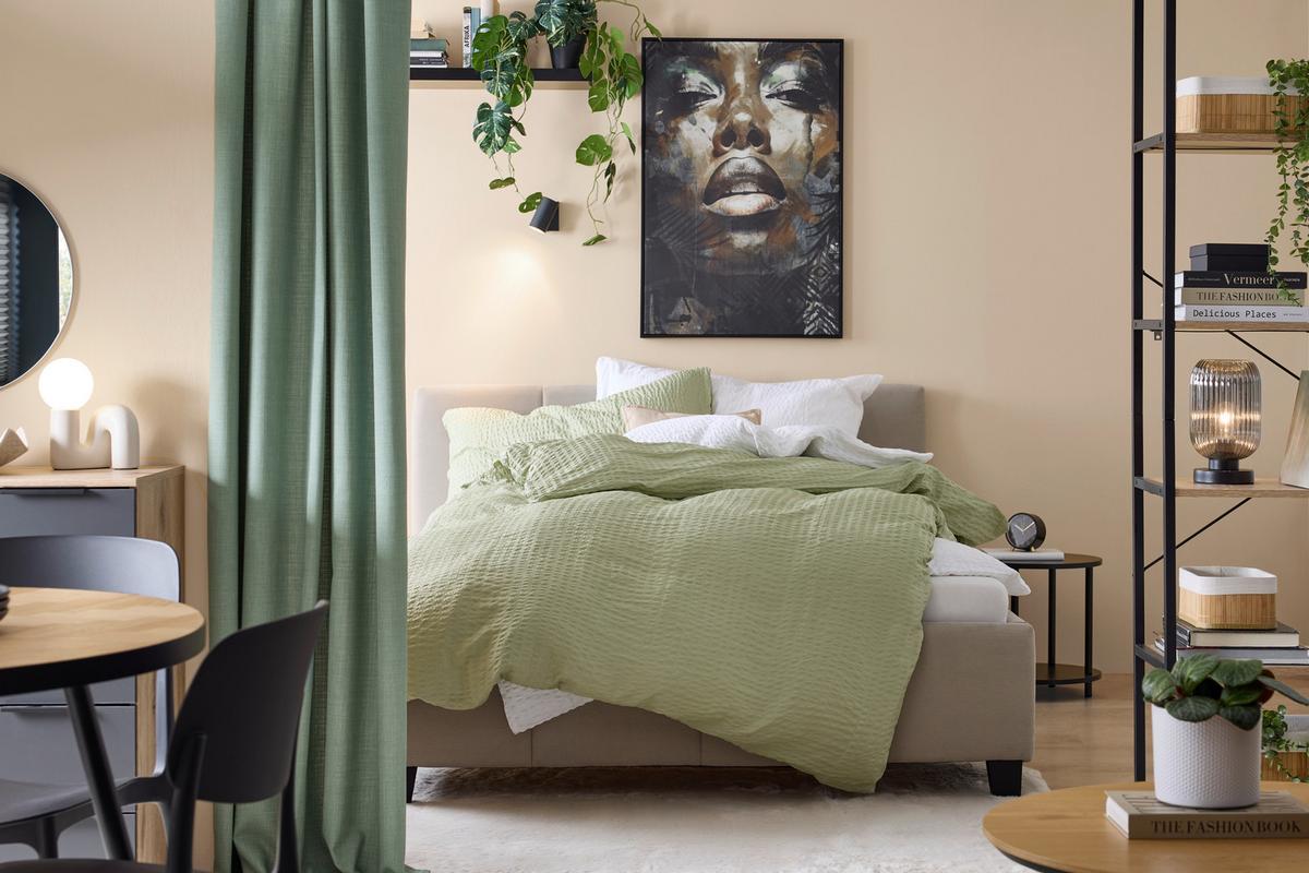 Polsterbett Crazy Beige ca. 140x200cm - Beige/Schwarz, MODERN, Holz/Kunststoff (140/200cm) - Based