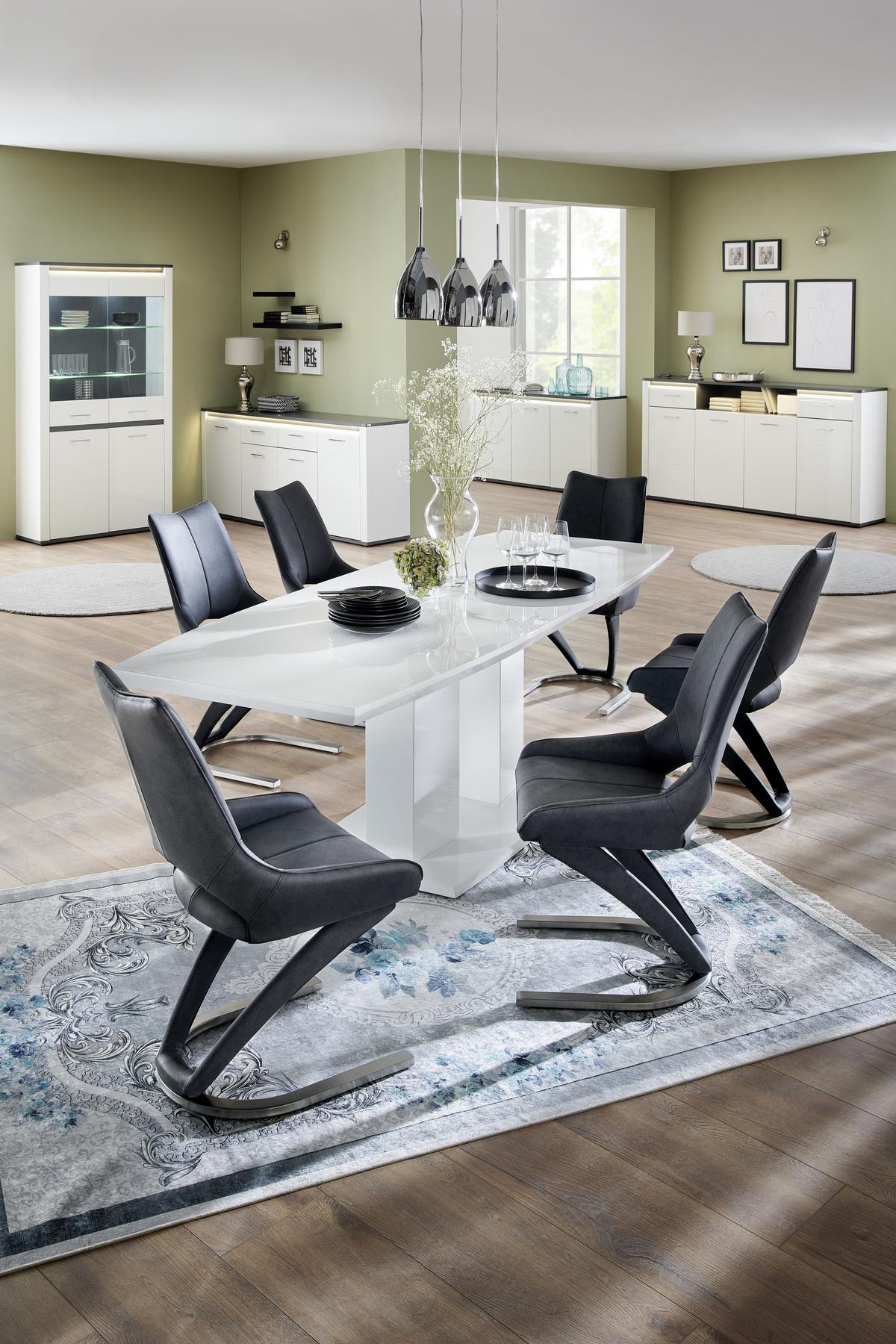 Comodă înaltă Alassio - alb/grafit, Modern, material pe bază de lemn (203,6/104/40,5cm) - Mömax