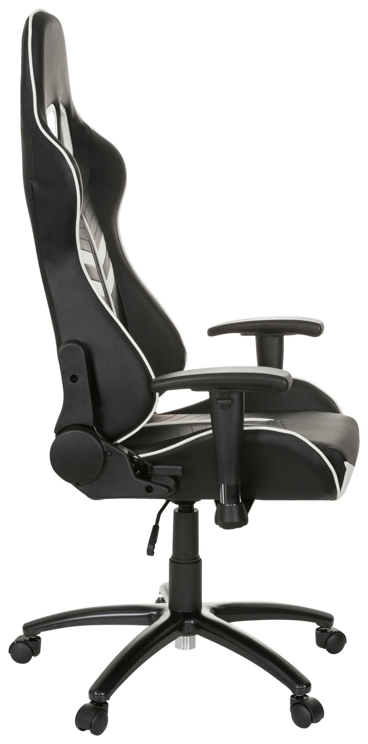 Gaming Stol League Pro, Črna, Bela - črna/bela, Moderno, kovina/umetna masa (72/138/63cm) - MID.YOU
