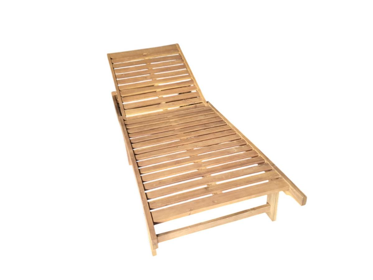 LEŻAK OGRODOWY TENERIFFA - kolor akacjowy/szary, Basics, drewno/tkanina (186/32/70cm) - Ambia Garden